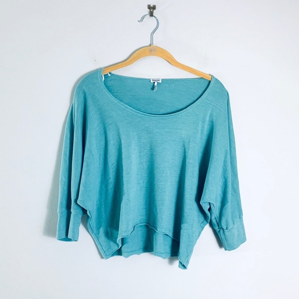 Splendid Turquoise Cropped High Low Sweater Size S